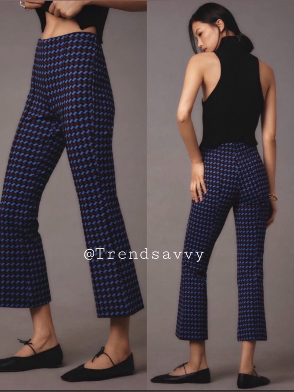 Anthropologie Maeve Margot Kick Flare Cropped Pants Blue Size XL High Rise NWT